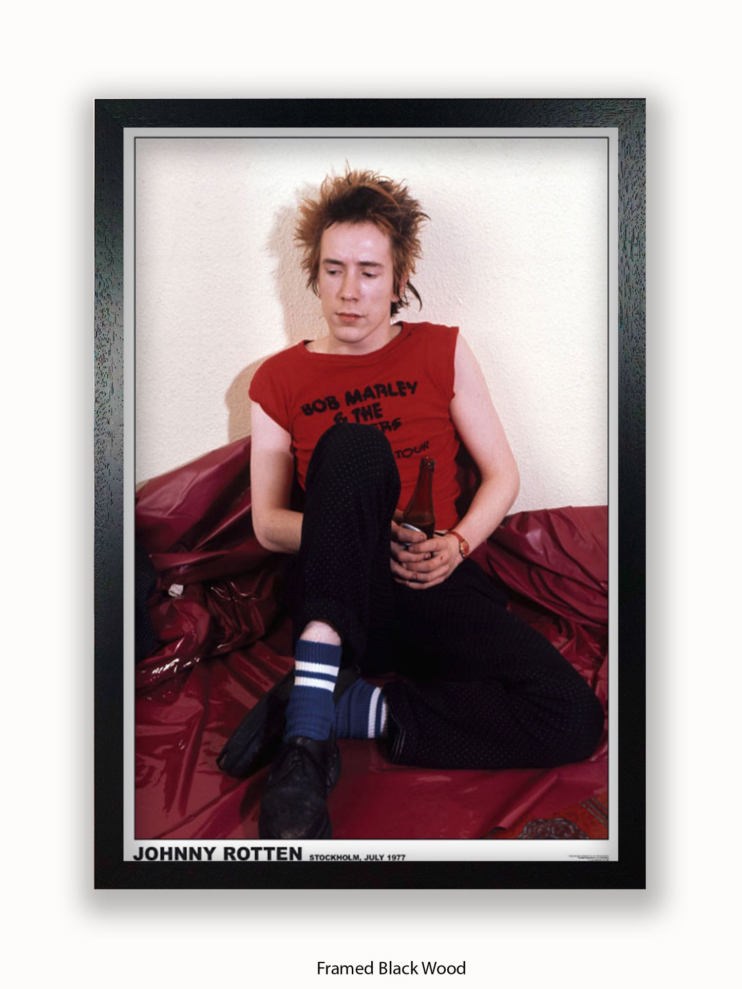 Sex Pistols - Johnny Rotten - Stockholm July 1977 Marley t shirt- Poster