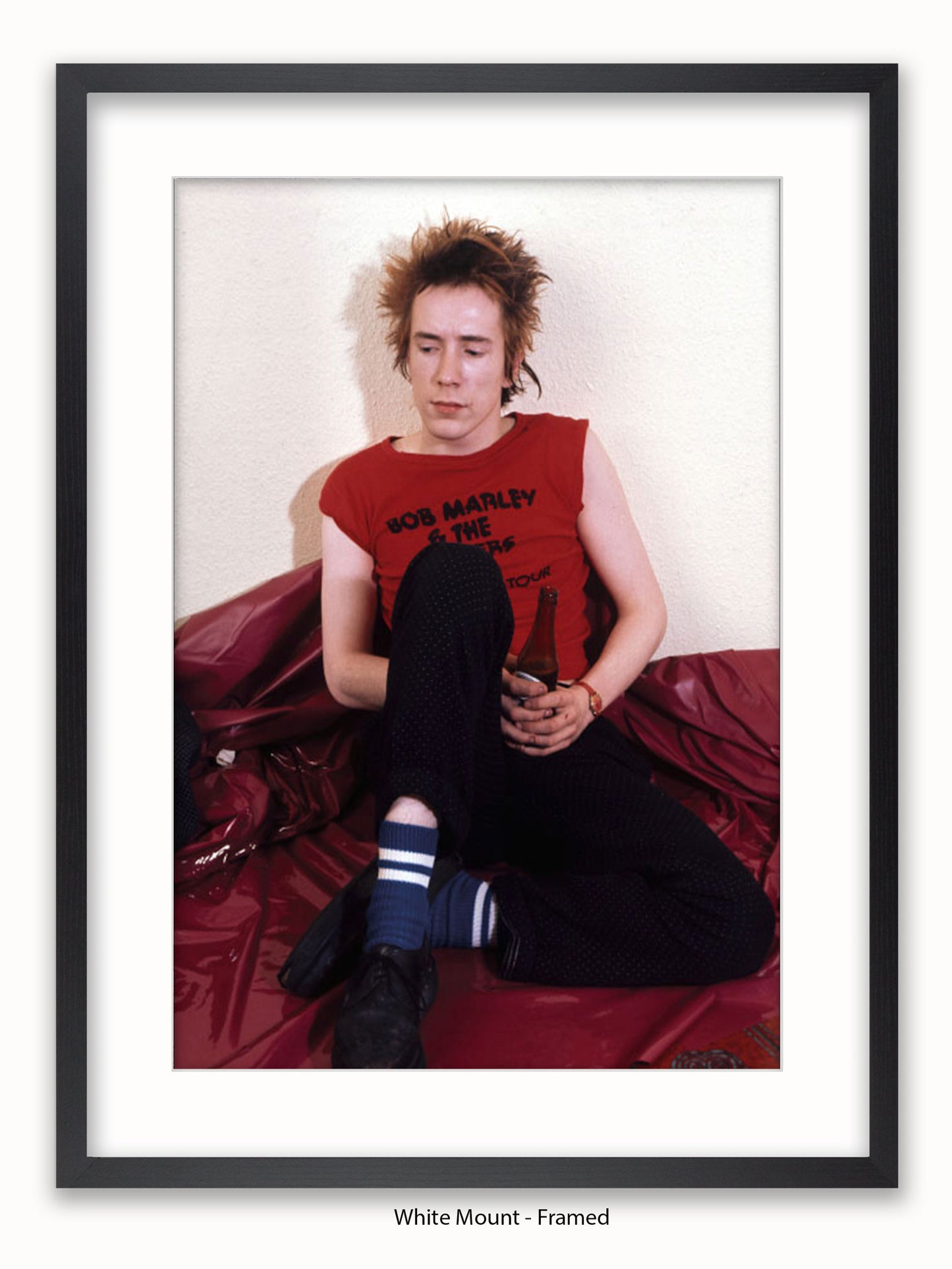 Sex Pistols - Johnny Rotten - Stockholm July 1977 Marley t shirt- Poster