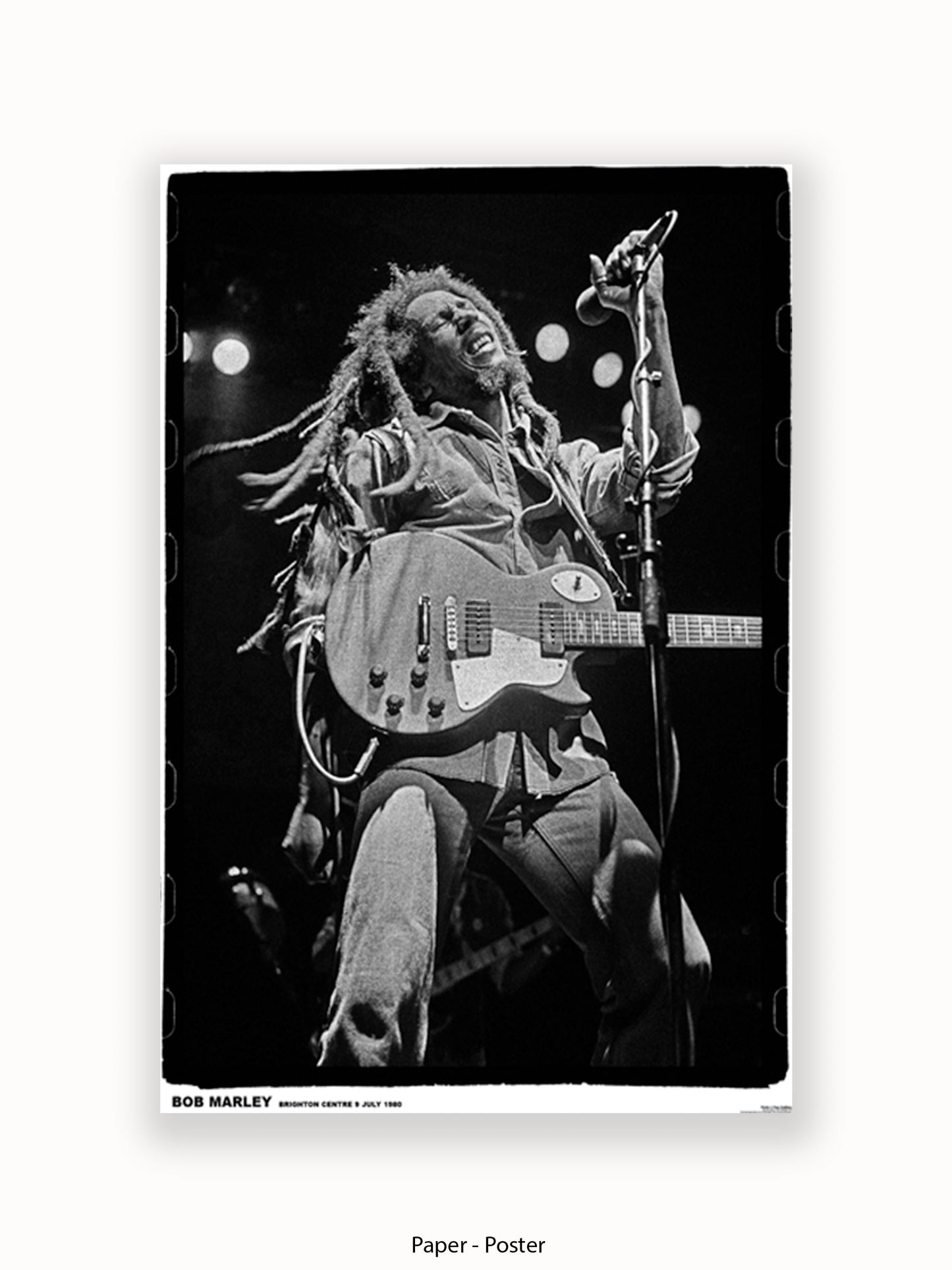 Bob Marley - Live - Guitar - Brighton 1980 - Poster