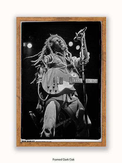 Bob Marley - Live - Guitar - Brighton 1980 - Poster