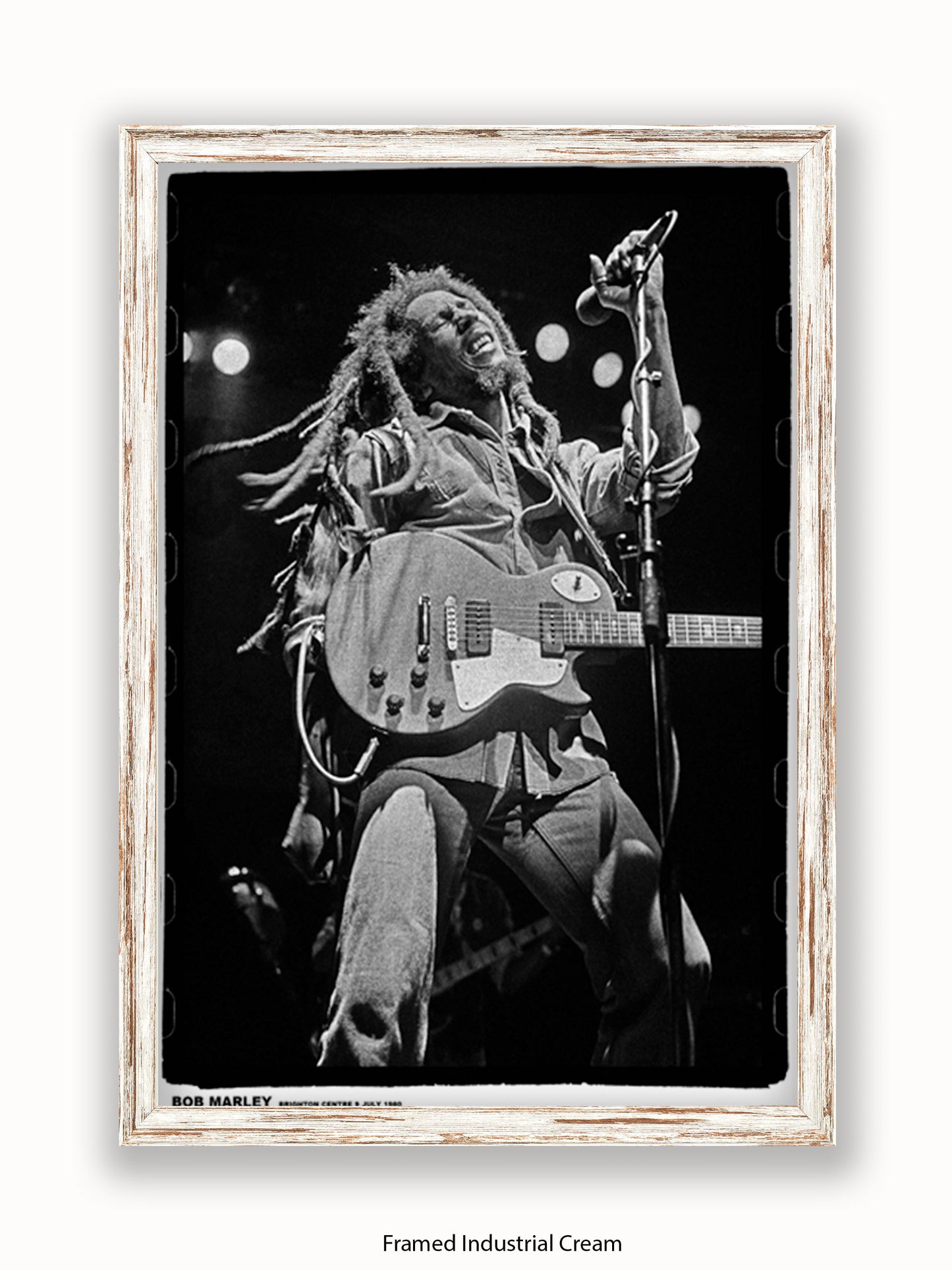 Bob Marley - Live - Guitar - Brighton 1980 - Poster