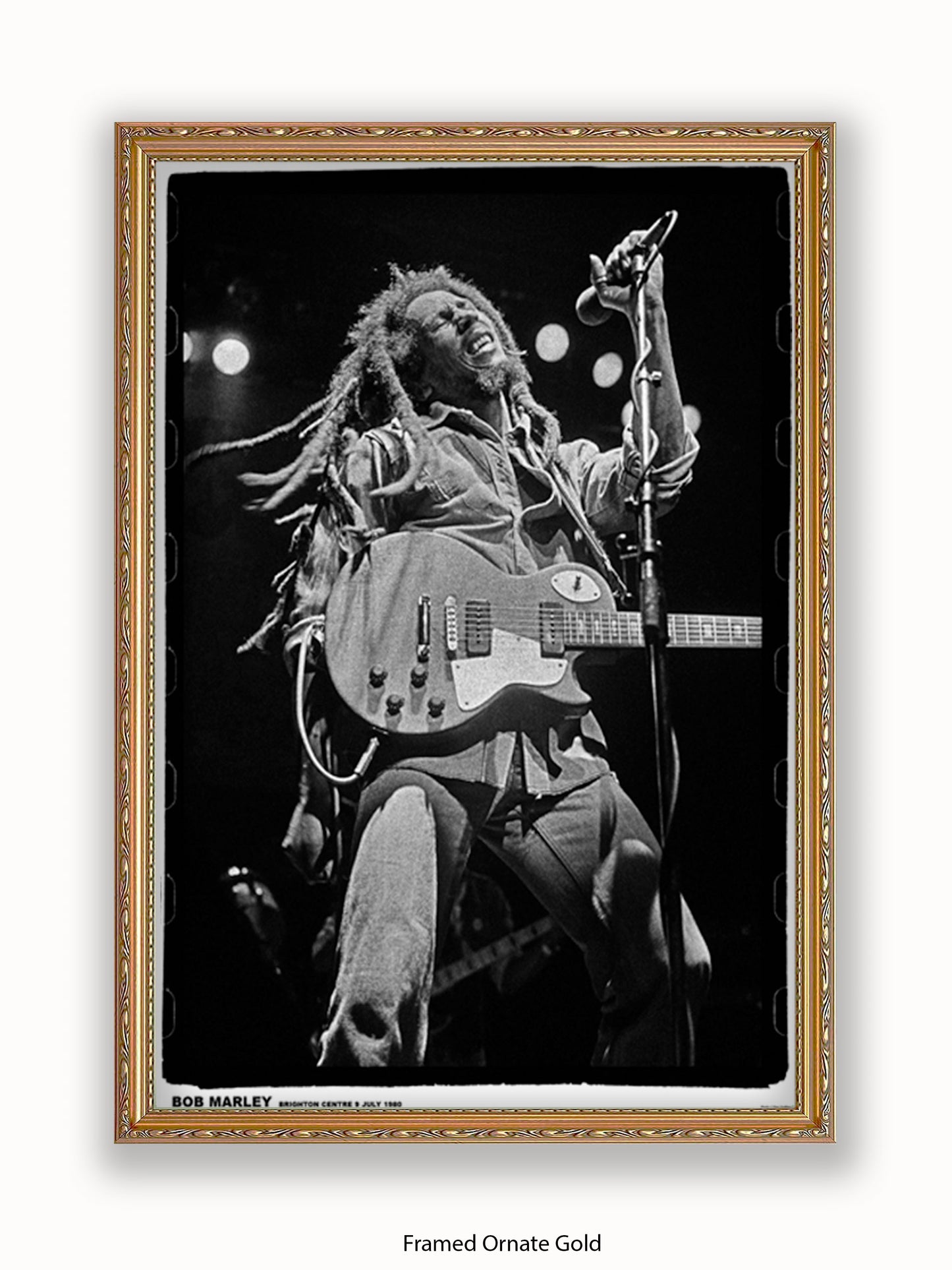 Bob Marley - Live - Guitar - Brighton 1980 - Poster