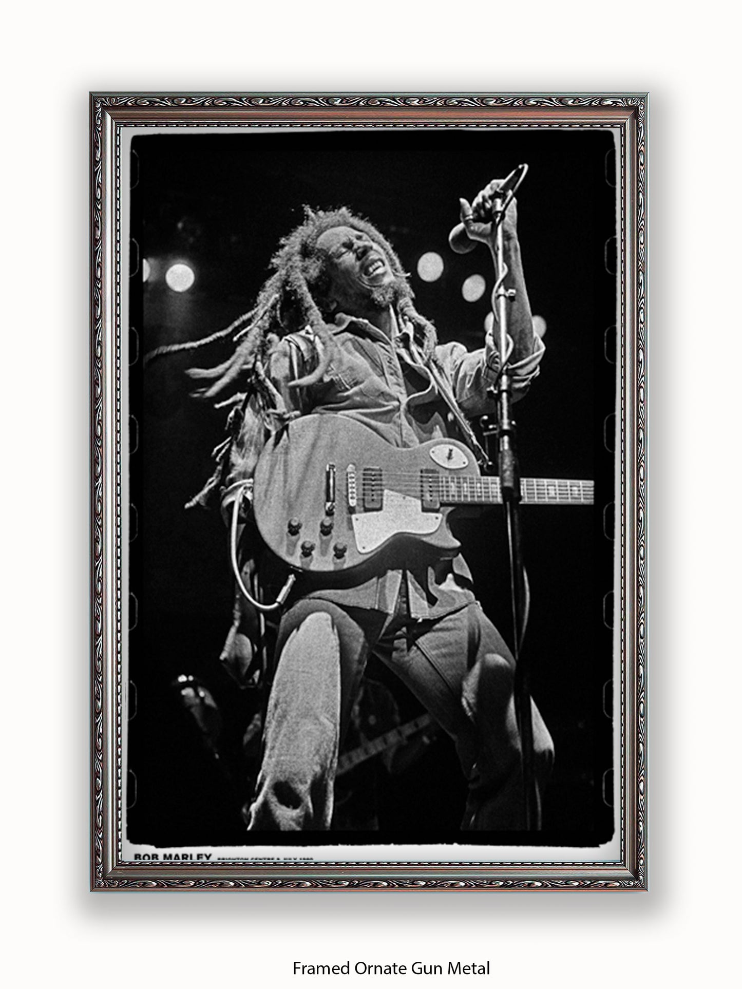 Bob Marley - Live - Guitar - Brighton 1980 - Poster