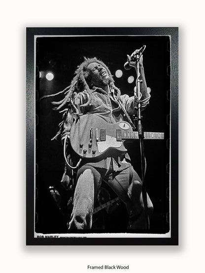 Bob Marley - Live - Guitar - Brighton 1980 - Poster